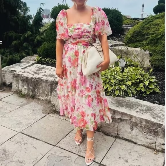 Abercrombie & Fitch Dresses & Skirts - Abercrombie MIDI Puff Sleeve Fruits & Floral Dress Sz XS